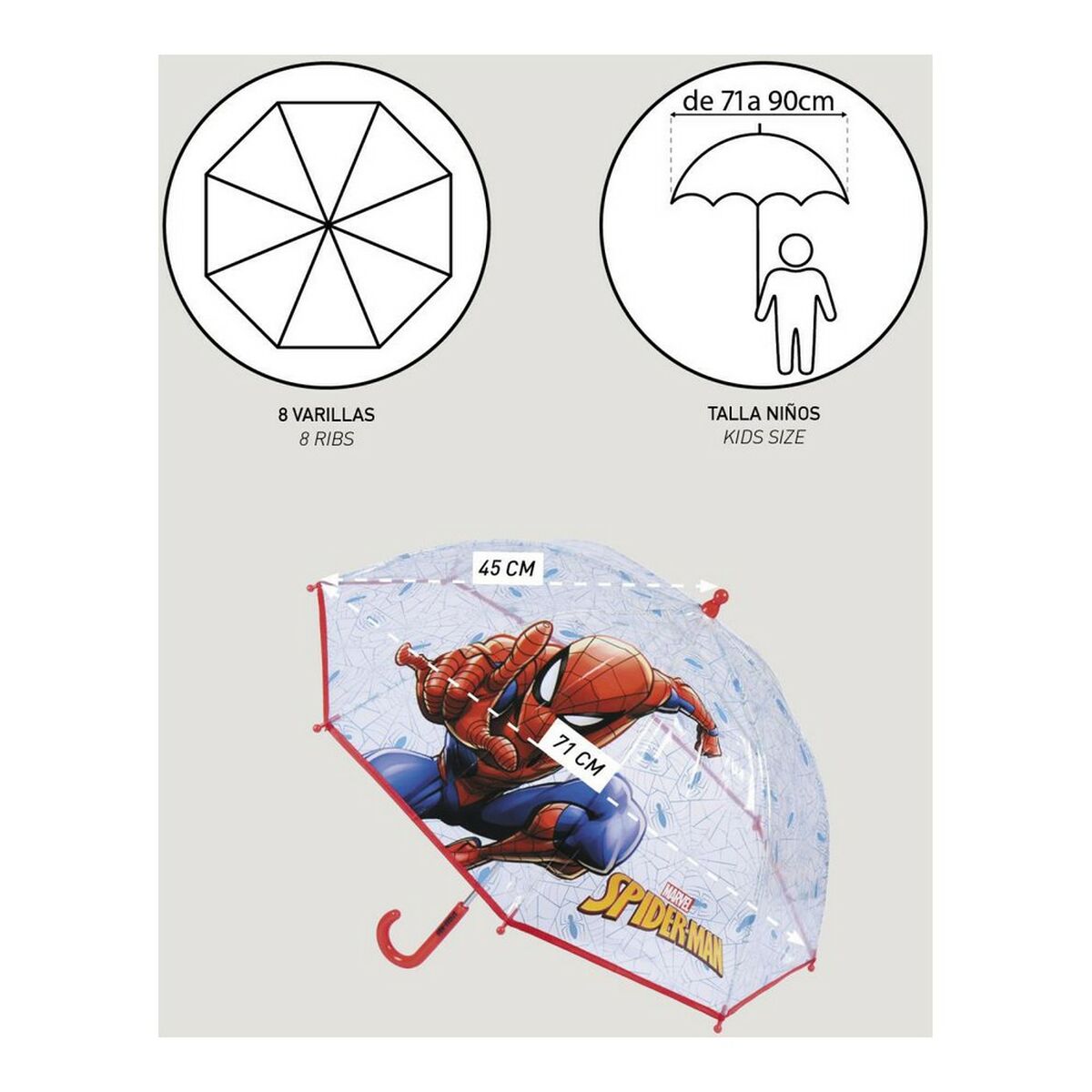 Зонт Spiderman 2400000615 Синий (Ø 71 cm)-5