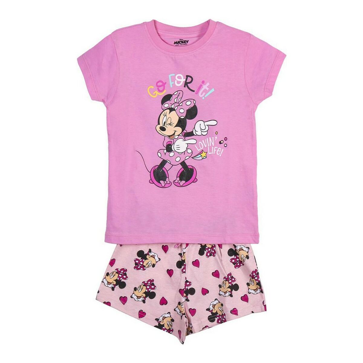 Pijama de verano para niños Minnie Mouse Rosa