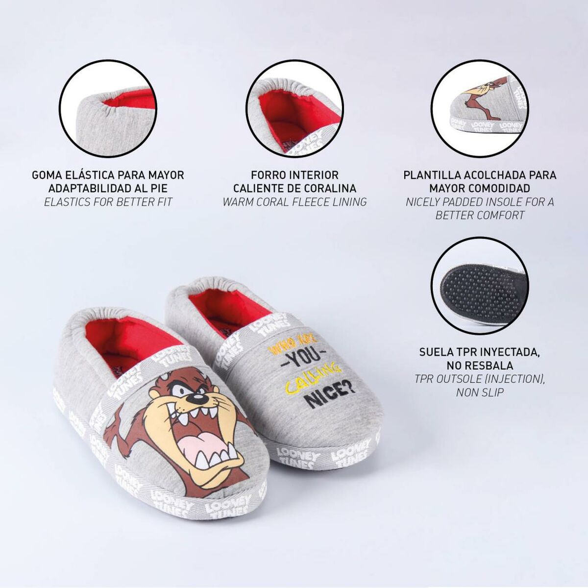 Pantofole home Looney Tunes Grigio chiaro-2