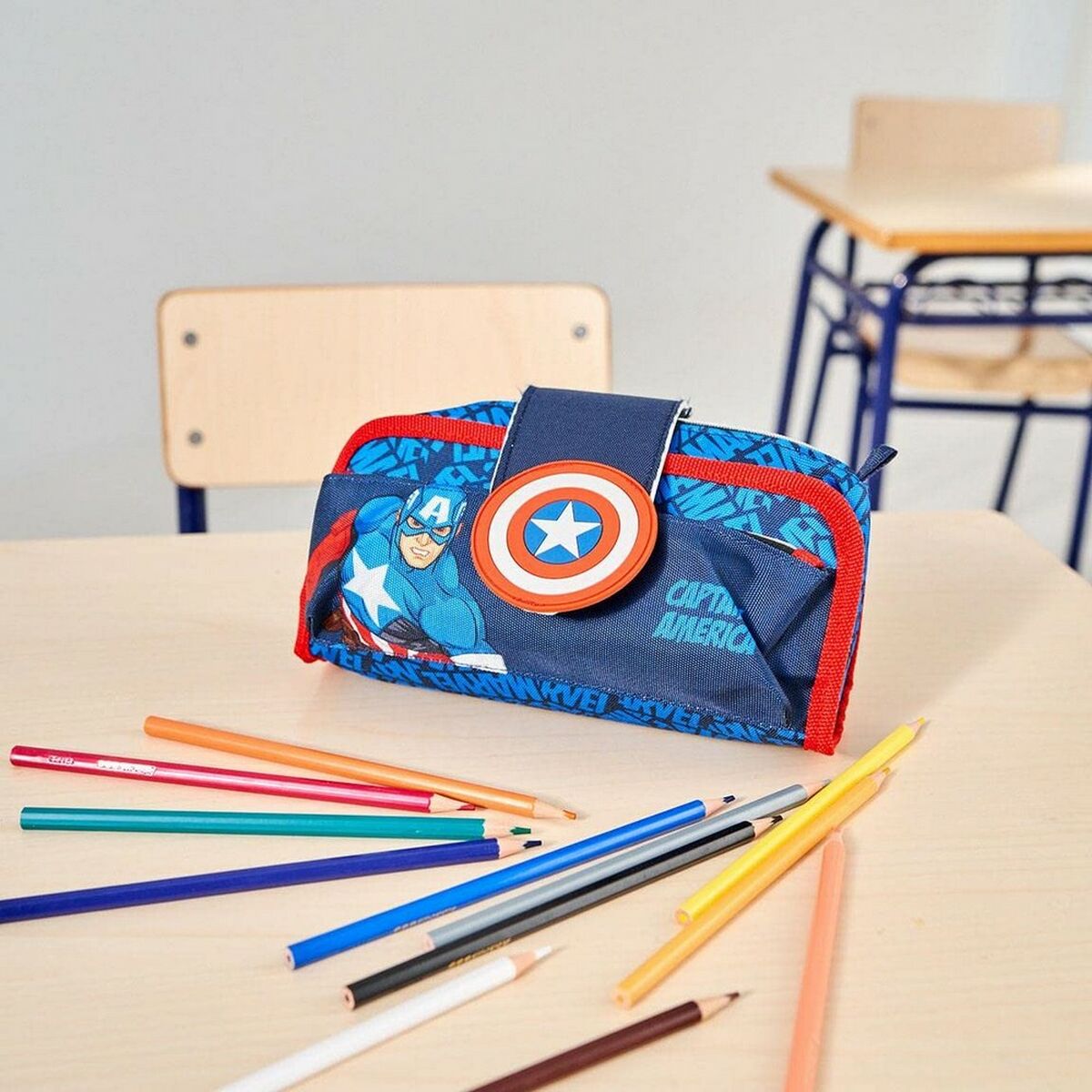 Школьный пенал Marvel Синий (22 x 12 x 7 cm)-5