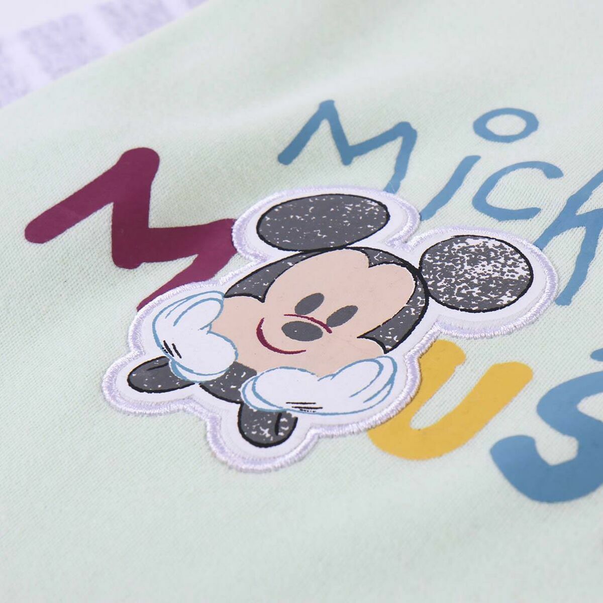 Балалар Mickey Mouse қызғылт жасыл сұр пижамы-4
