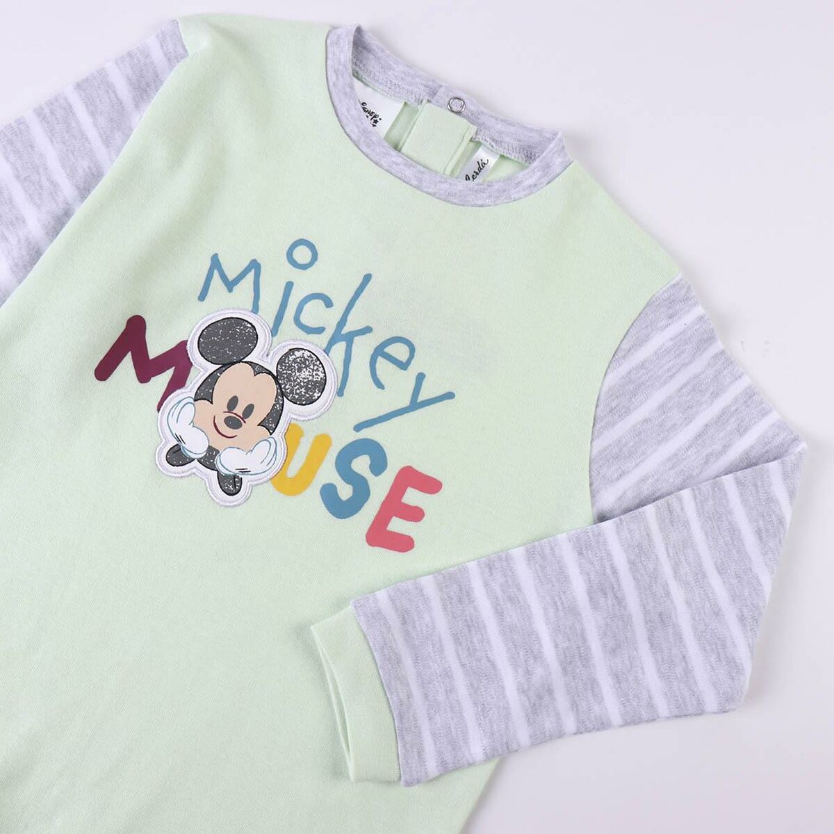 Балалар Mickey Mouse қызғылт жасыл сұр пижамы-5