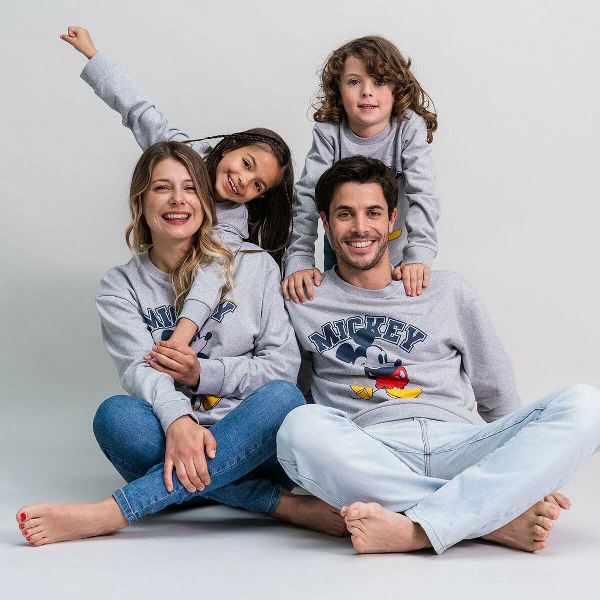 Felpa senza cappuccio Mickey Mouse Grigio-3