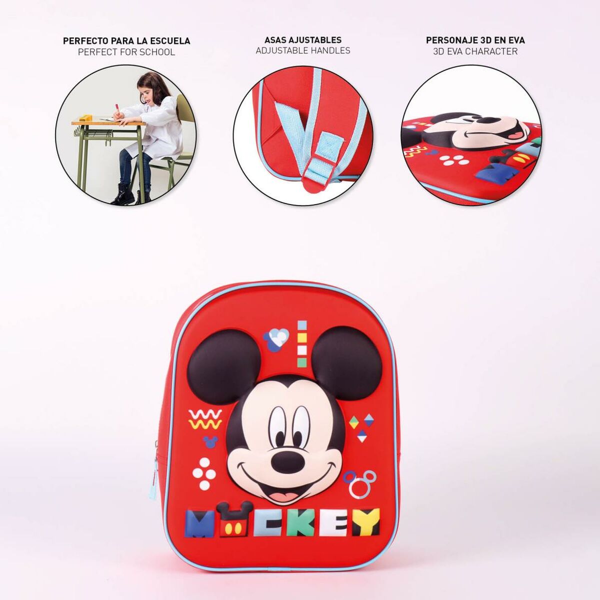 Школьный рюкзак Mickey Mouse Красный (25 x 31 x 10 cm)-5