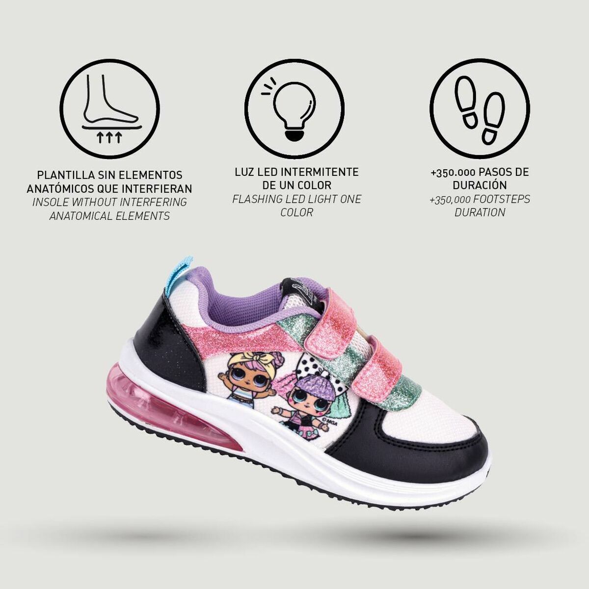 LOL 서프라이즈 LED 스니커즈! 벨크로 블랙-4
