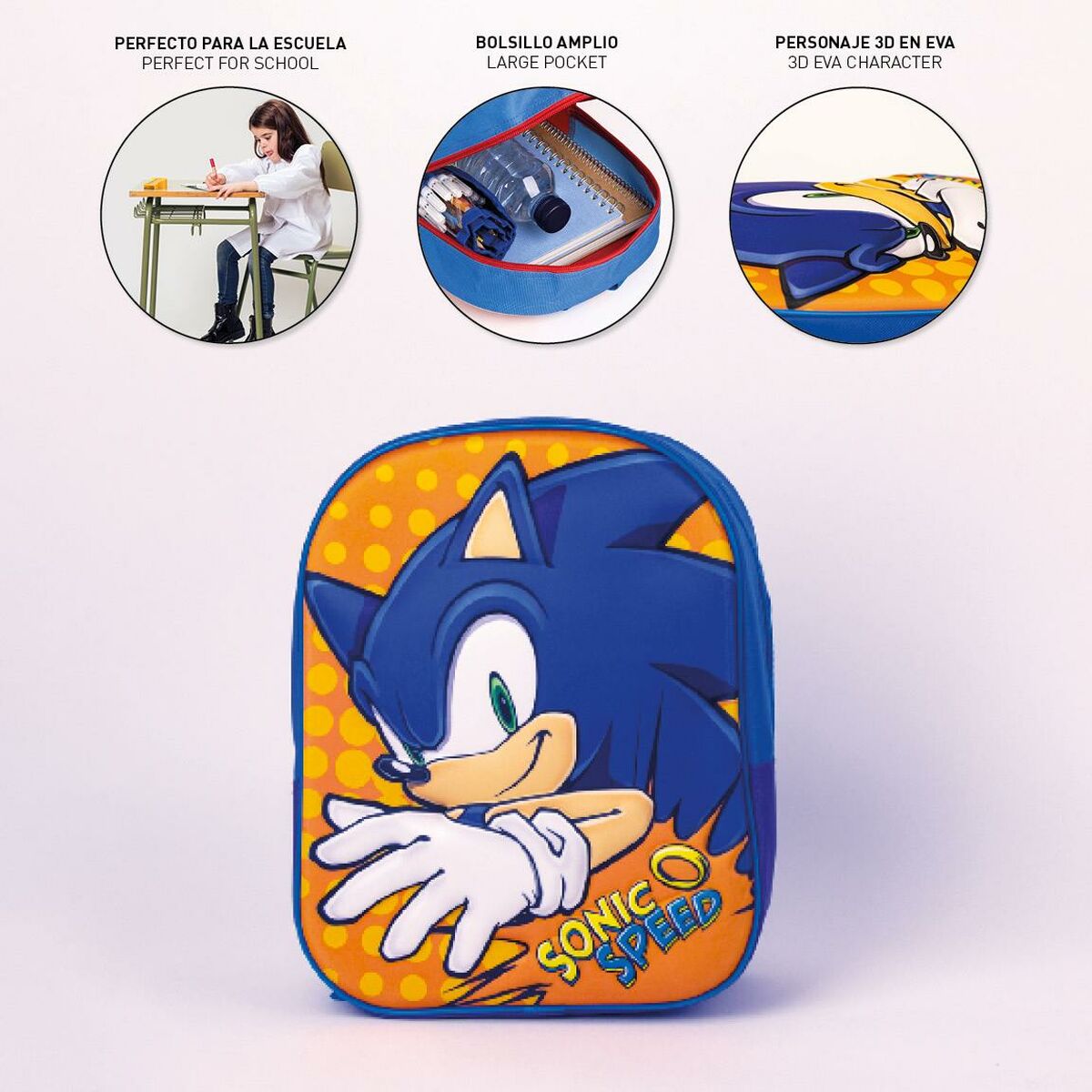 Школьный рюкзак 3D Sonic Оранжевый Синий 25 x 31 x 9 cm-4