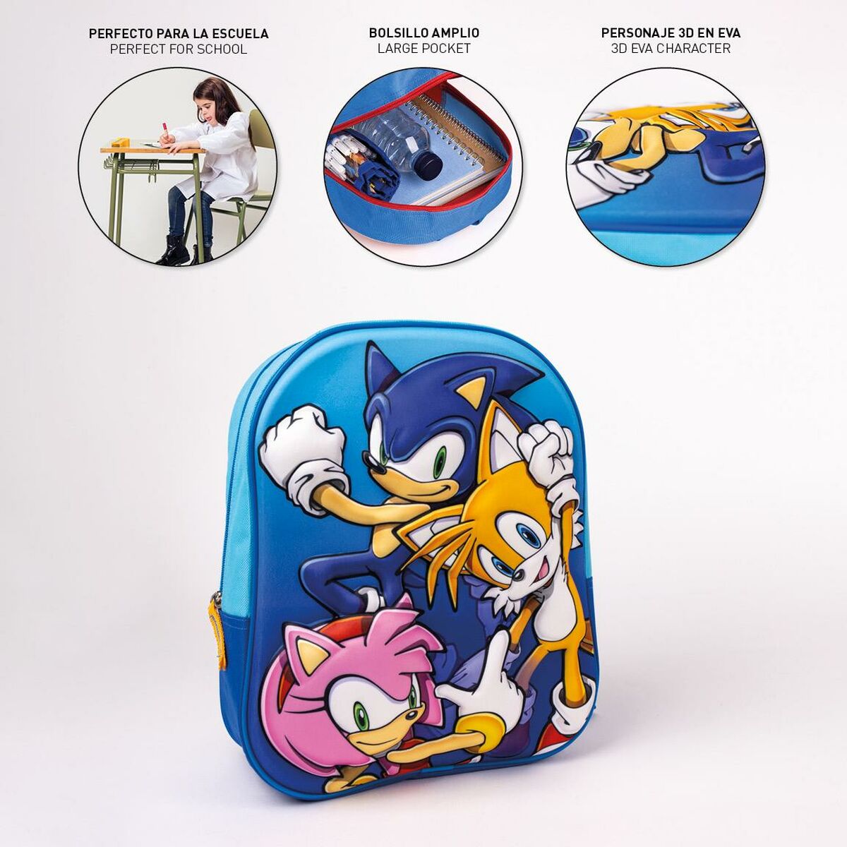 Школьный рюкзак 3D Sonic 25 x 31 x 9 cm Синий-3