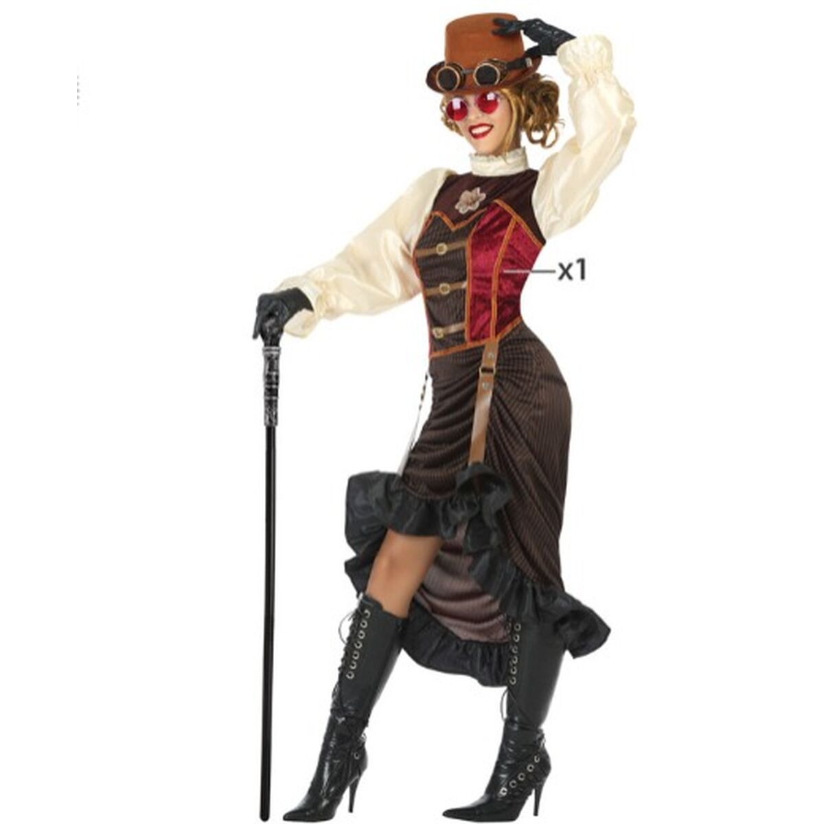 Маскарадные костюмы для взрослых Steampunk Коричневый (1 Предметы)-3