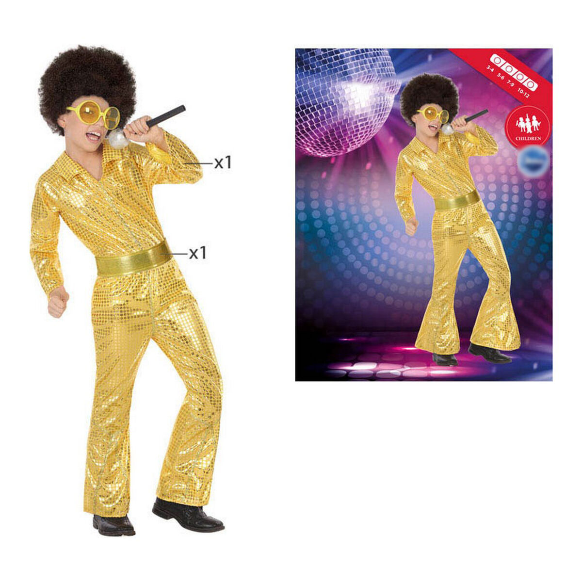 Маскарадные костюмы для детей Disco Позолоченный (2 Предметы) (2 pcs)-8
