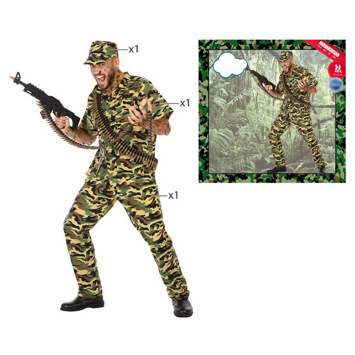 Маскарадные костюмы для взрослых Shine Inline Militar Зеленый XS/S-2
