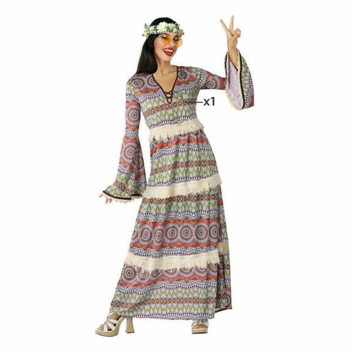 Маскарадные костюмы для взрослых Hippie Разноцветный (1 штук)-4
