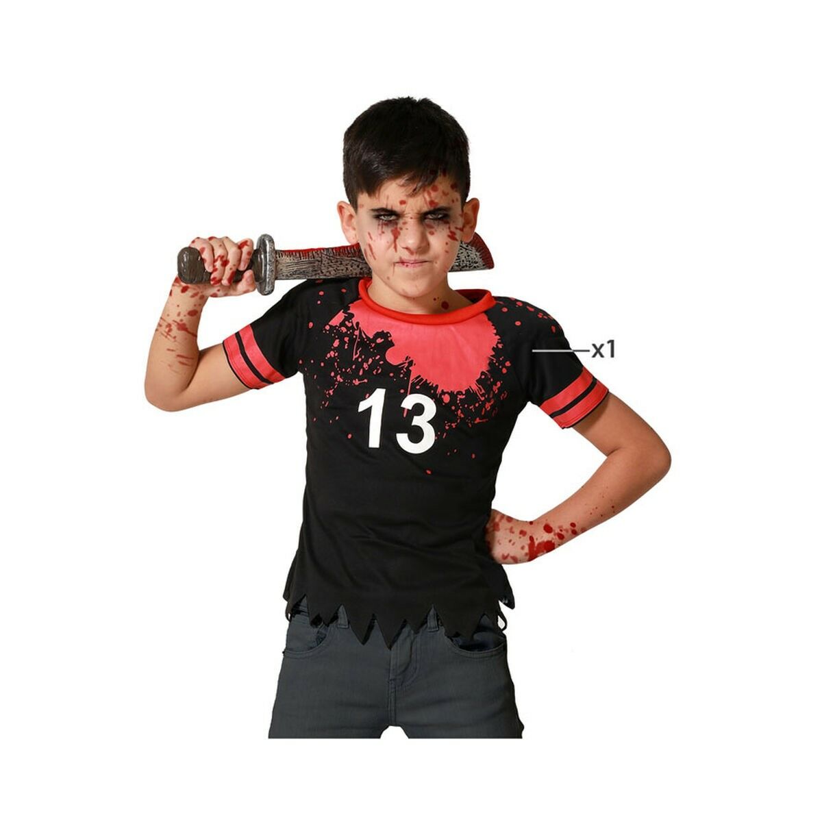 Costumi mascherati per bambini Black Zombies Rugby insanguinato (1 Oggetti)