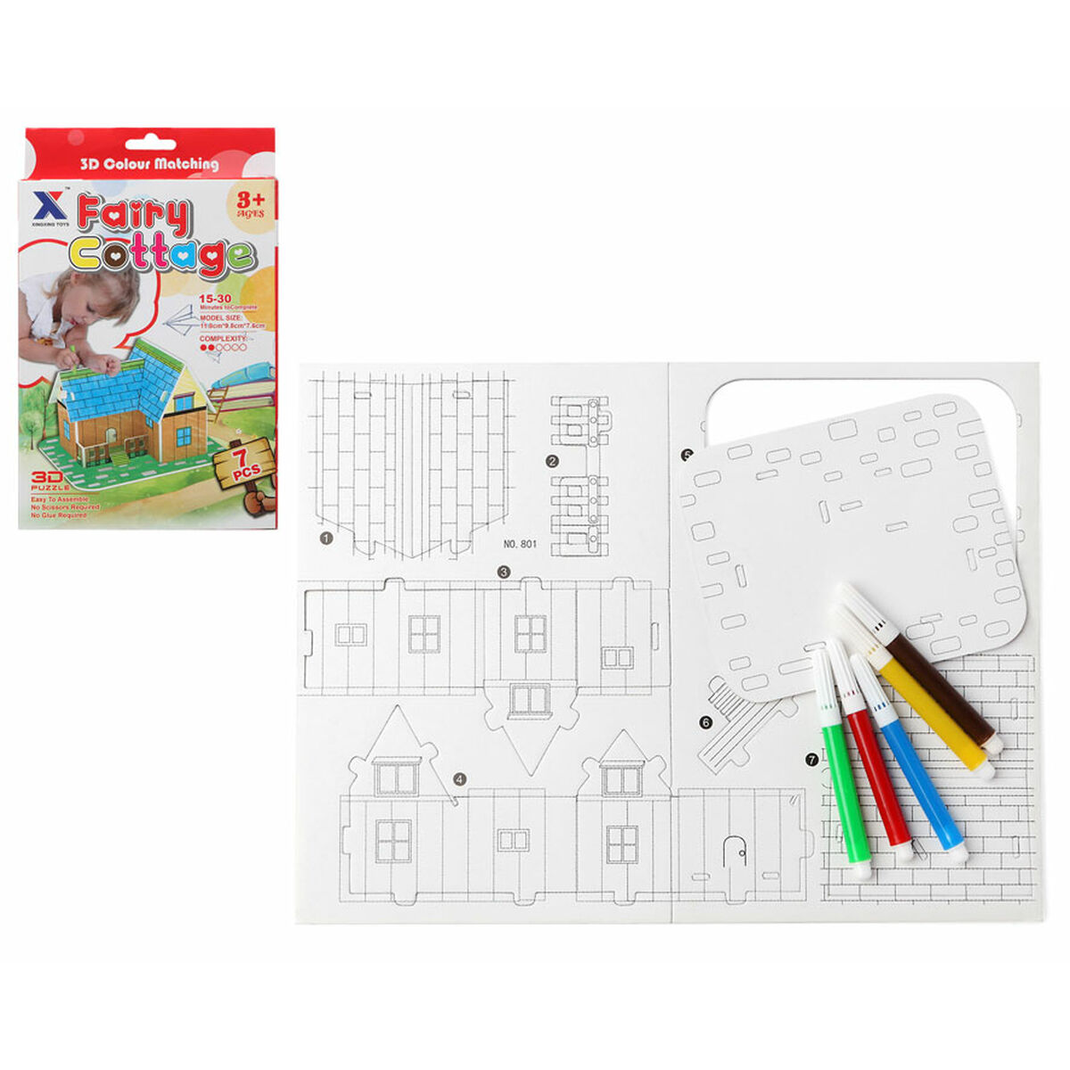 Origami set with 3D paper Puzzle coloring