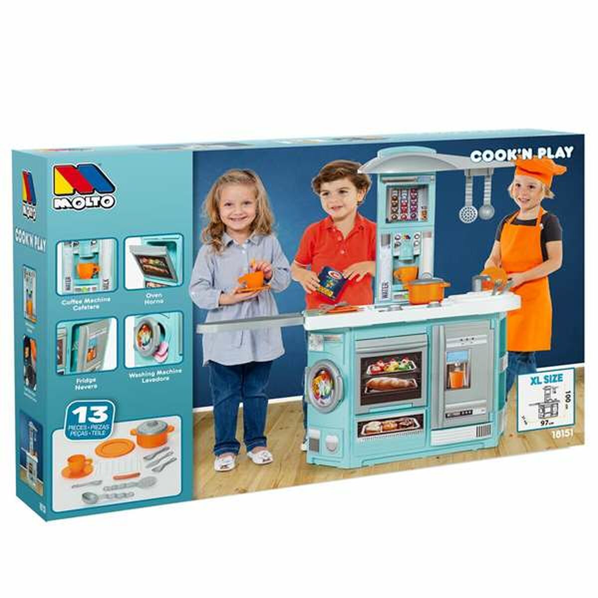 Ойыншық ас Cook Moltó 18151 100 x 97 x 31 см Көк жиналмалы (100 x 97 x 31 см)-3