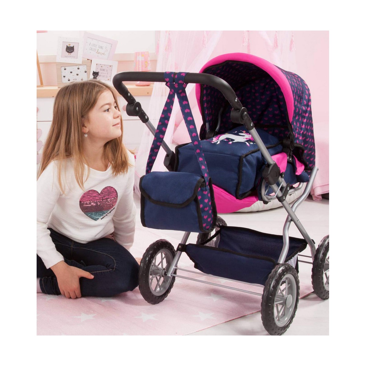 Reig Big Combi Doll Stroller Blue гулобӣ-3