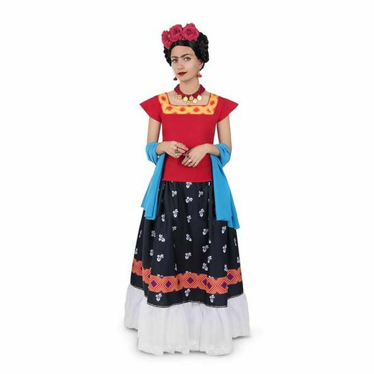 Diğer Ben Frida Kahlo Yetişkinler için Kırmızı Süslü Elbise