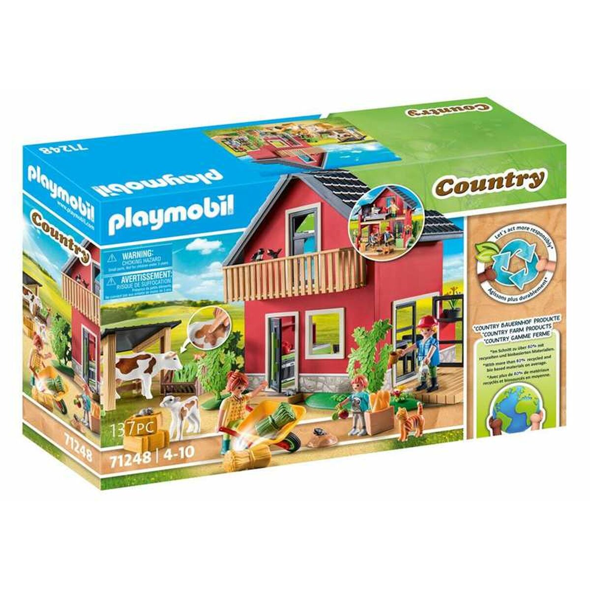 Playset Playmobil 71248 Country Furnished House مع Barrow و Cow 137 Предметы