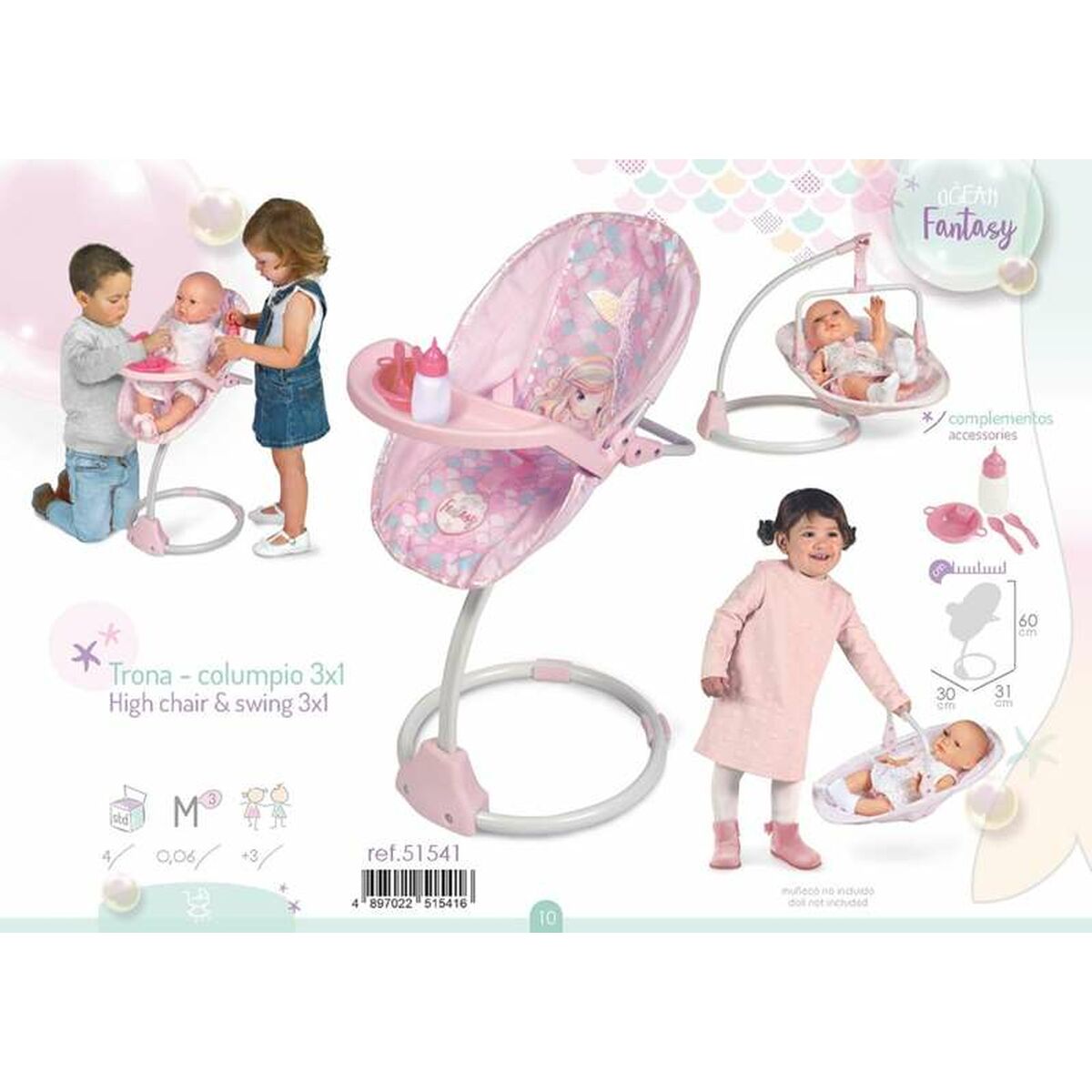 Decuevas Ocean Fantasy High Chair 30 x 31 x 60 cm 3-in-1-5