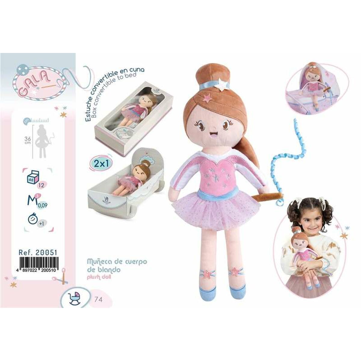 Doll rag Decuevas Gala fiber 36 cm-7