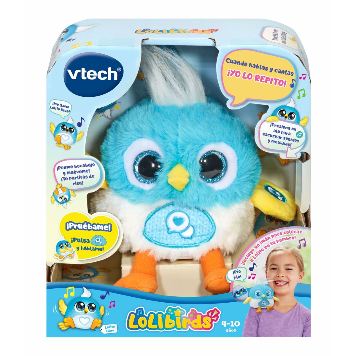 Plush toy making Vtech Lolibirds Lolito Blue sounds-5