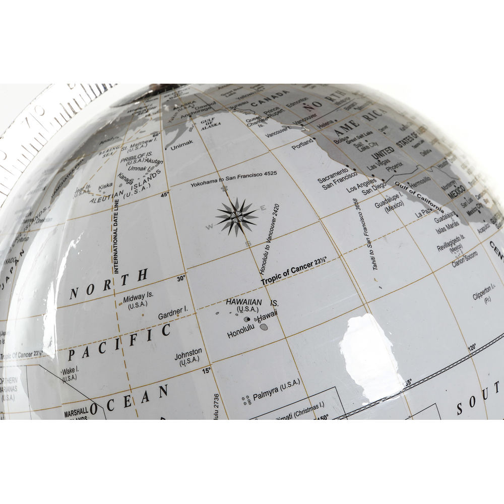 Earth Globe DKD Home Decor White Metal Plastic 27 x 25 x 61 cm-2