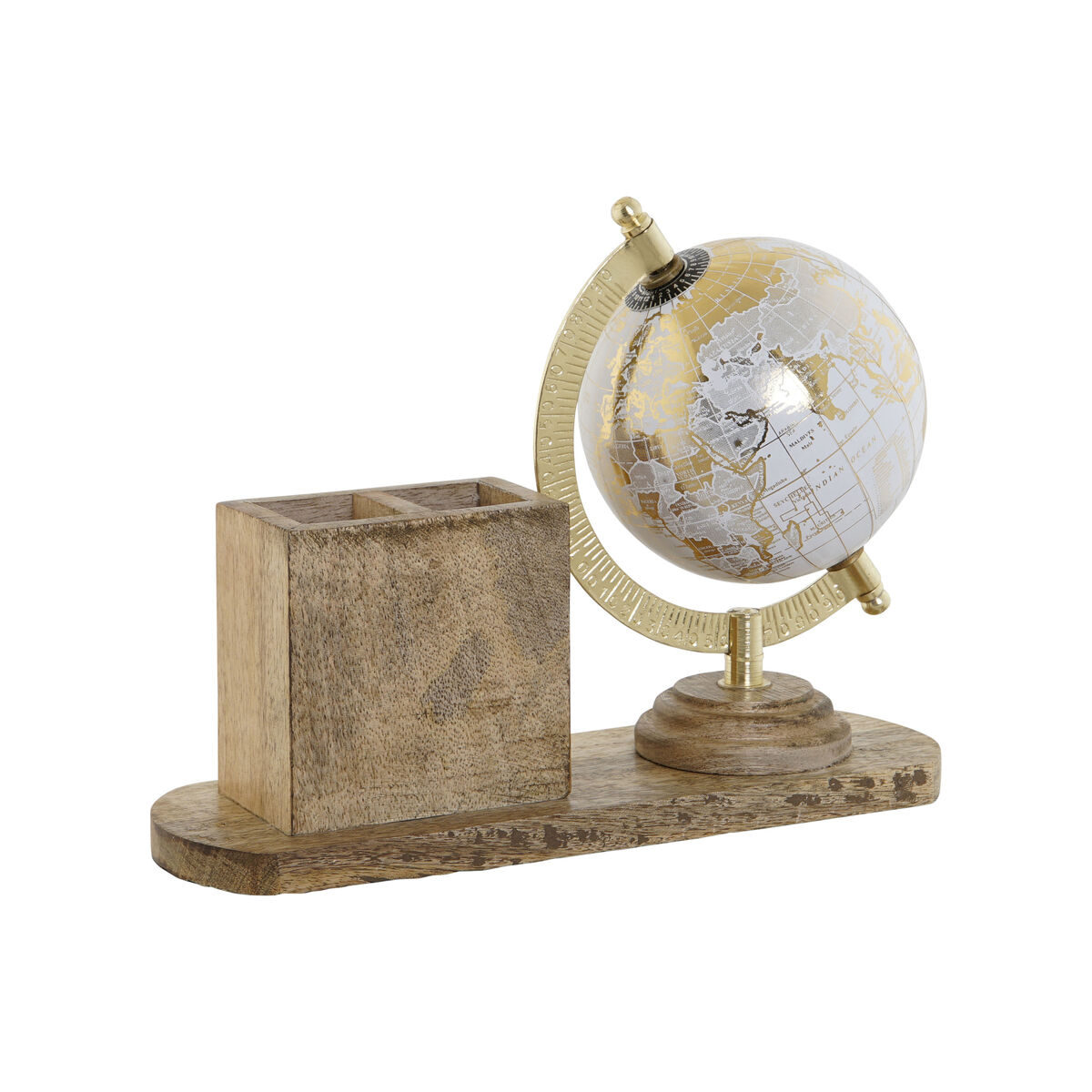 Earth Globe Home ESPRIT White Brown PVC Wood Mango 24 x 8 x 19 cm-2