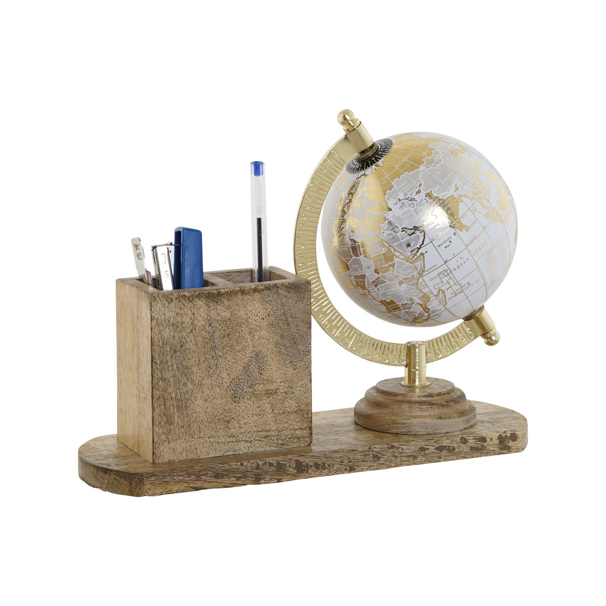 Earth Globe Home ESPRIT White Brown PVC Wood Mango 24 x 8 x 19 cm-5