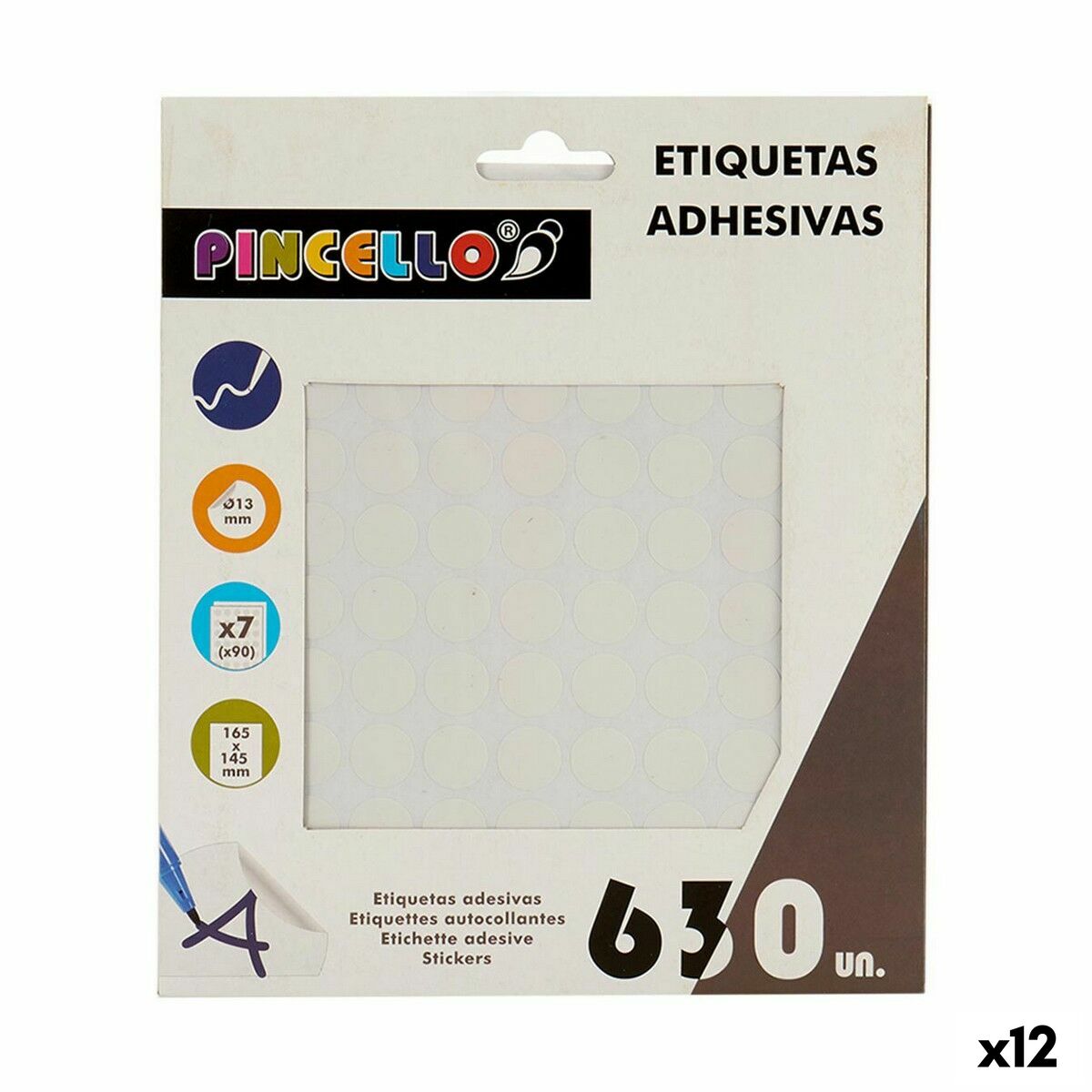 Adhesive labels White Ø 13 mm (12 pieces)