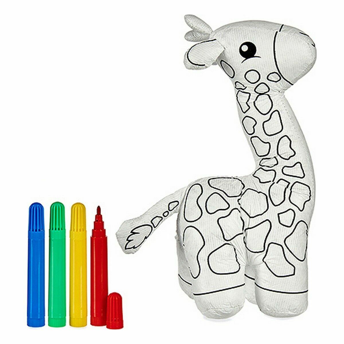 Плюшевая игрушка для раскраски Жираф Белый Чёрный 9 x 23 x 15 cm (8 штук)-2