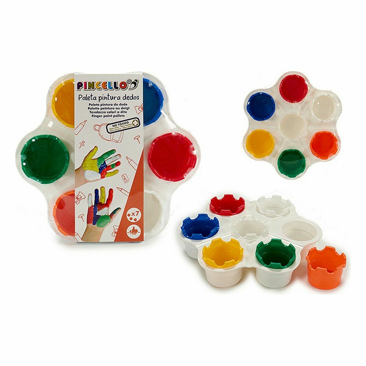 Palette Finger drawing Multi-colored Plastic 23 x 6 x 25 cm (12 pieces)-2