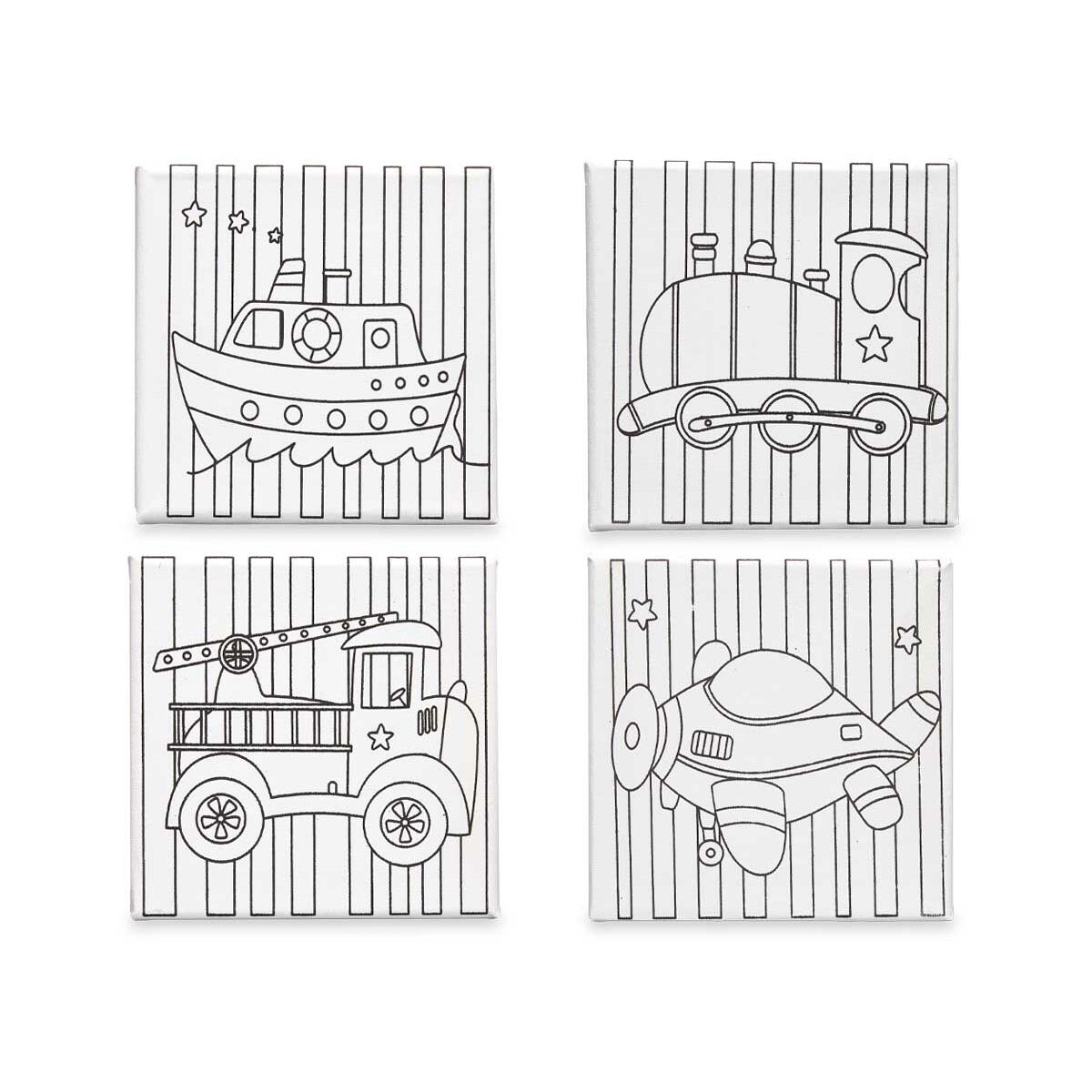 Полотно Белый Ткань 15 x 15 x 1,5 cm Для рисования транспортные средства (24 штук)-2