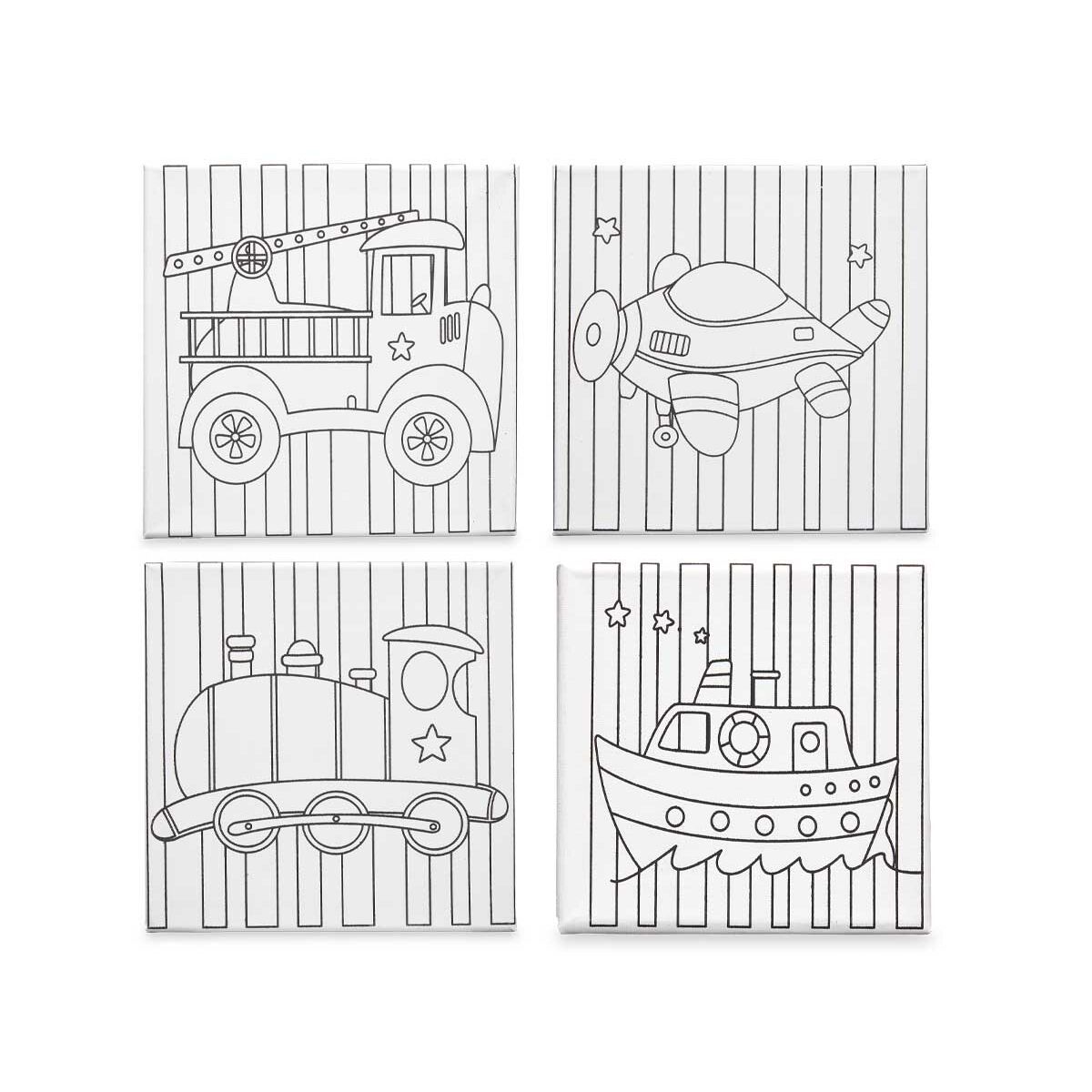 Полотно Белый Ткань 25 x 25 x 1,5 cm Для рисования транспортные средства (24 штук)-2