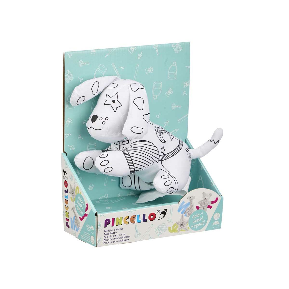 Плюшевая игрушка для раскраски Белый Чёрный Ткань 13 x 14 x 20 cm Пёс (8 штук)-3