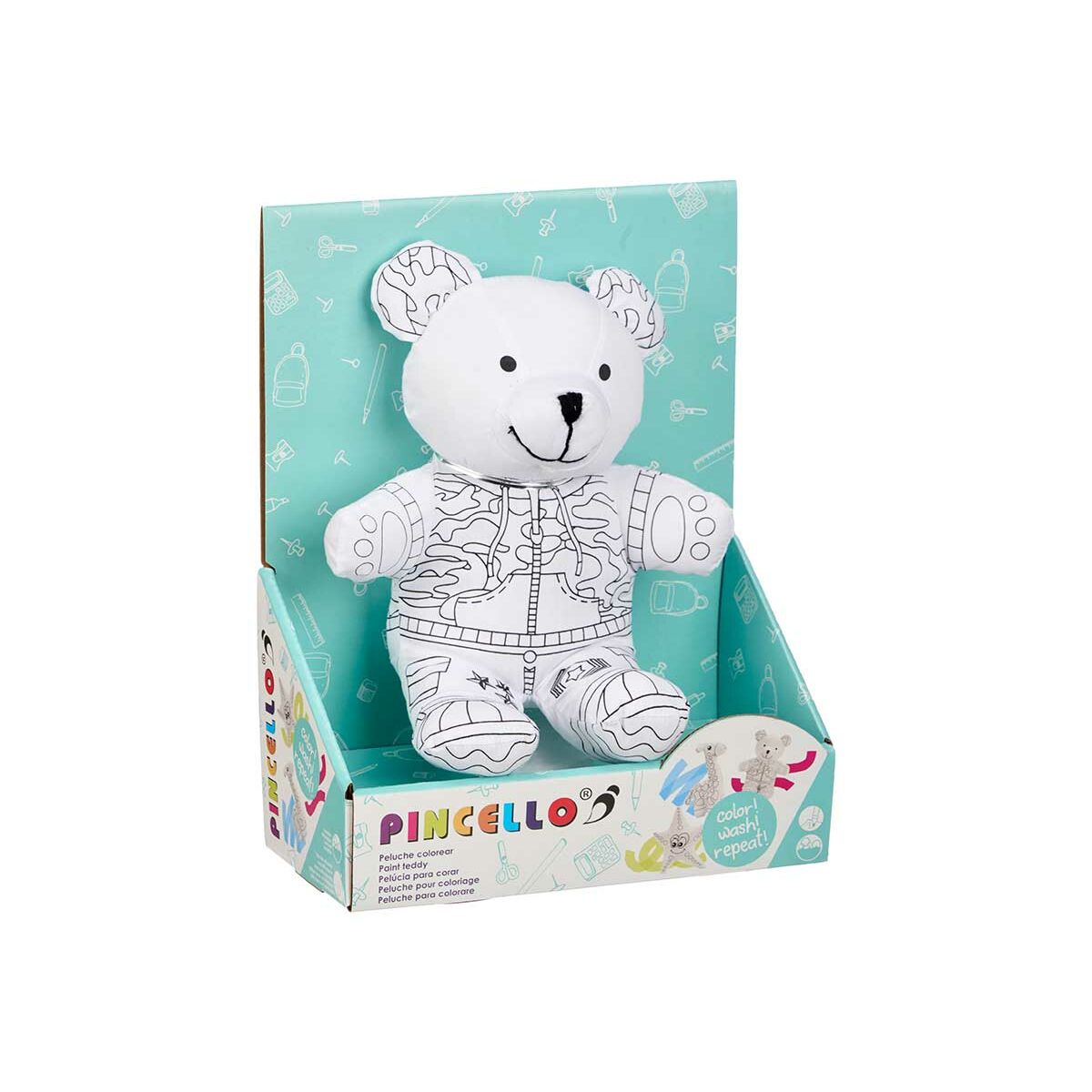 Плюшевая игрушка для раскраски Белый Чёрный Ткань 17 x 21 x 12 cm Медведь (8 штук)-3