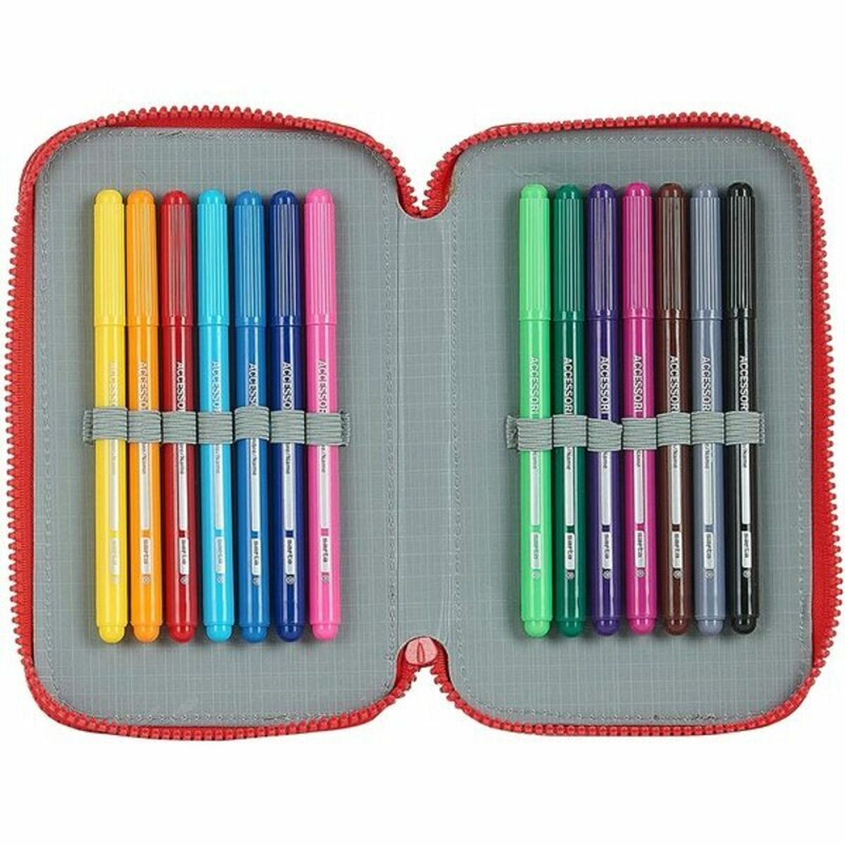 Double pencil case Atlético Madrid M854 White Red 12. 5 x 19. 5 x 4 cm (28 Items)-2