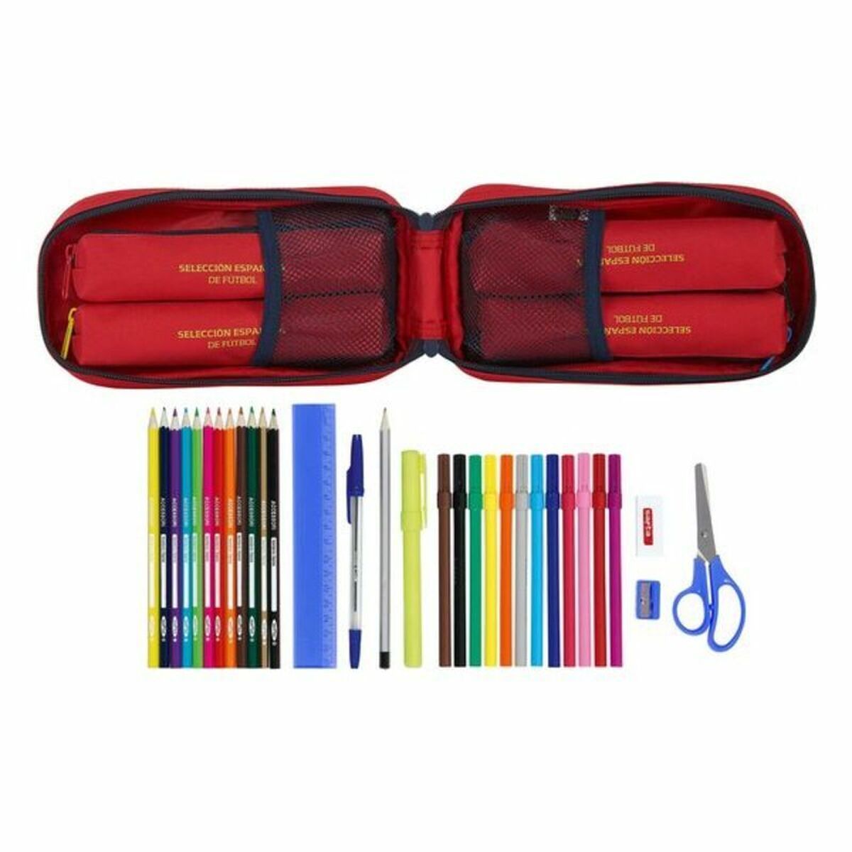 Пенал-рюкзак RFEF M747 Красный 12 x 23 x 5 cm (33 Предметы)-2