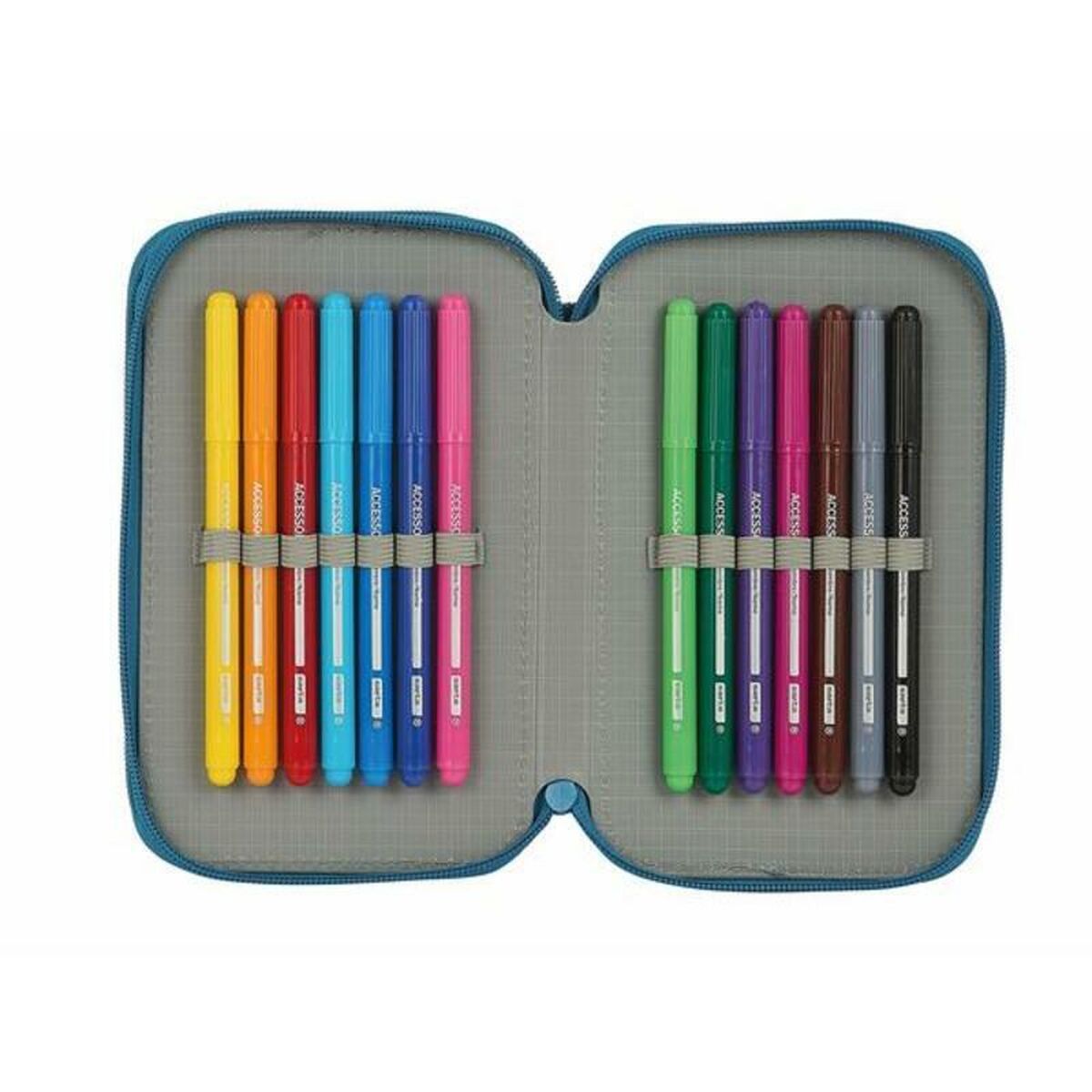 Двойной пенал BlackFit8 M854 Синий 12.5 x 19.5 x 4 cm (28 Предметы)-2