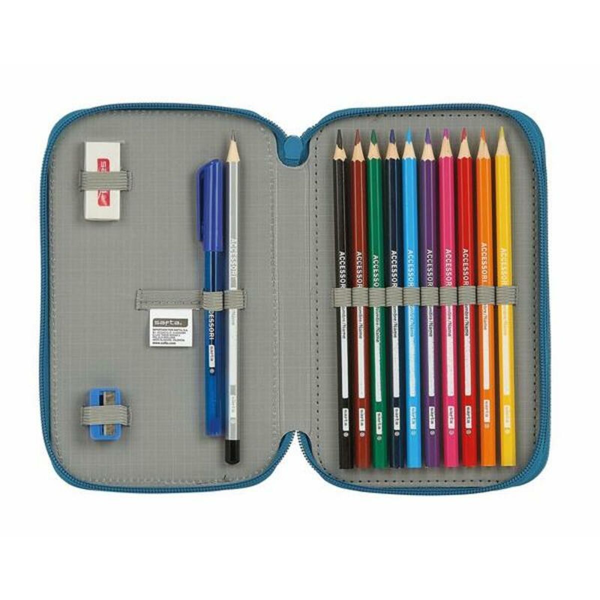 Двойной пенал BlackFit8 M854 Синий 12.5 x 19.5 x 4 cm (28 Предметы)-3