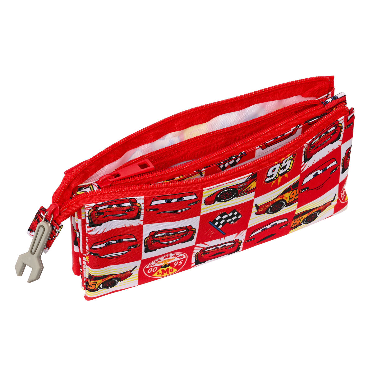 Тройной пенал Cars Let's race Красный Белый (22 x 12 x 3 cm)-2