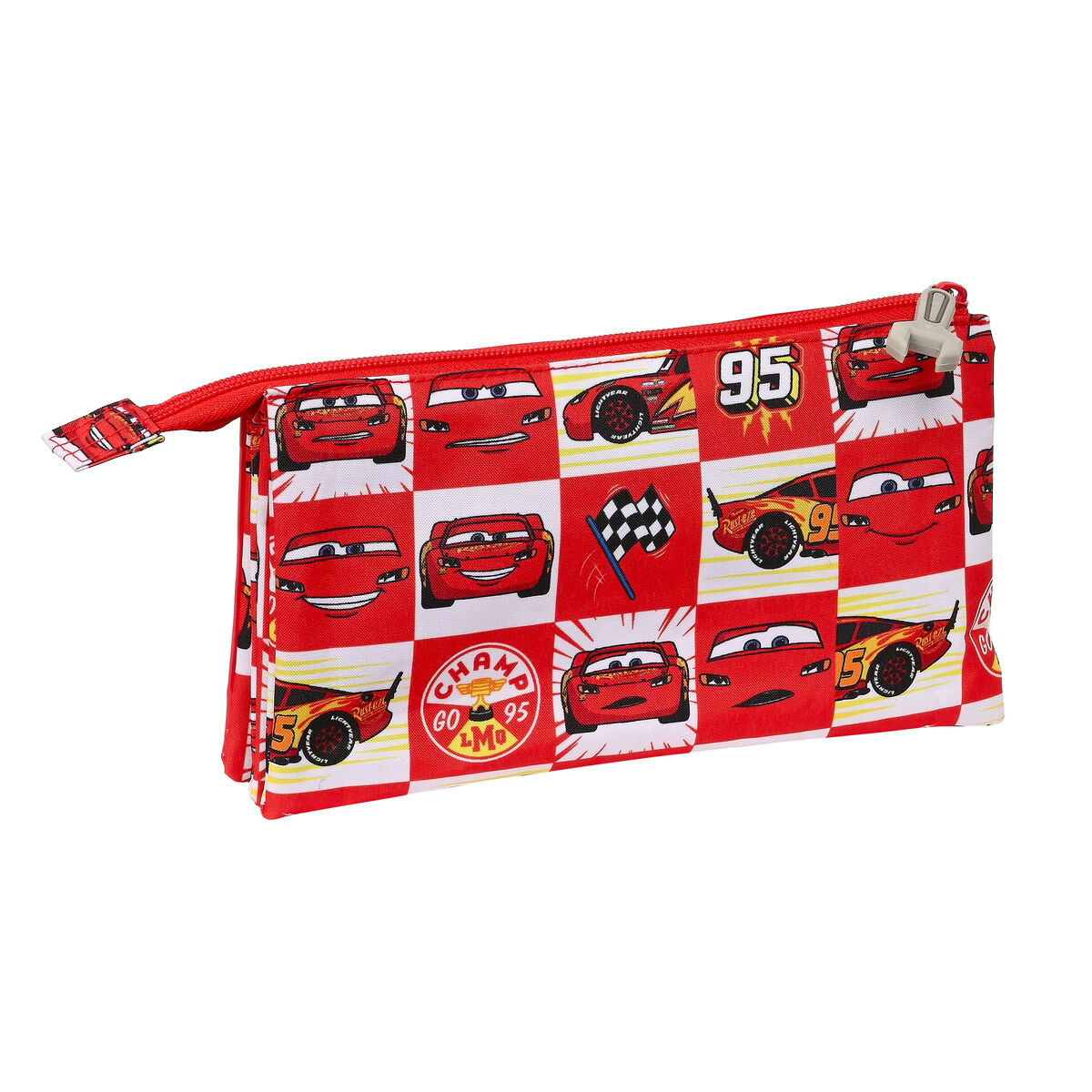 Тройной пенал Cars Let's race Красный Белый (22 x 12 x 3 cm)-3