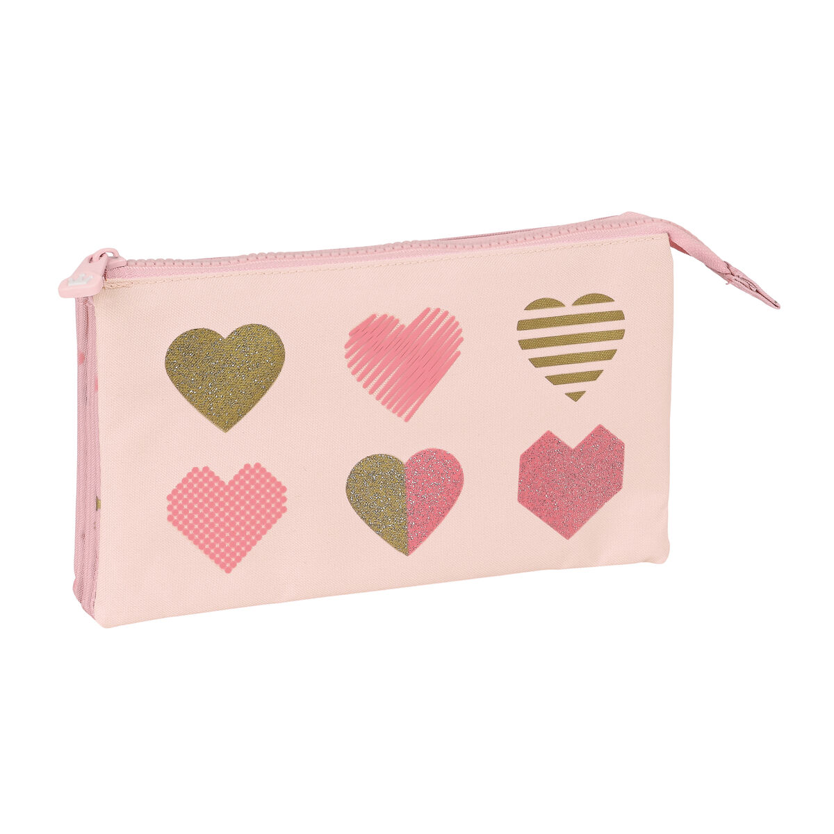 Тройной пенал Glow Lab Hearts Розовый 22 x 12 x 3 cm-2