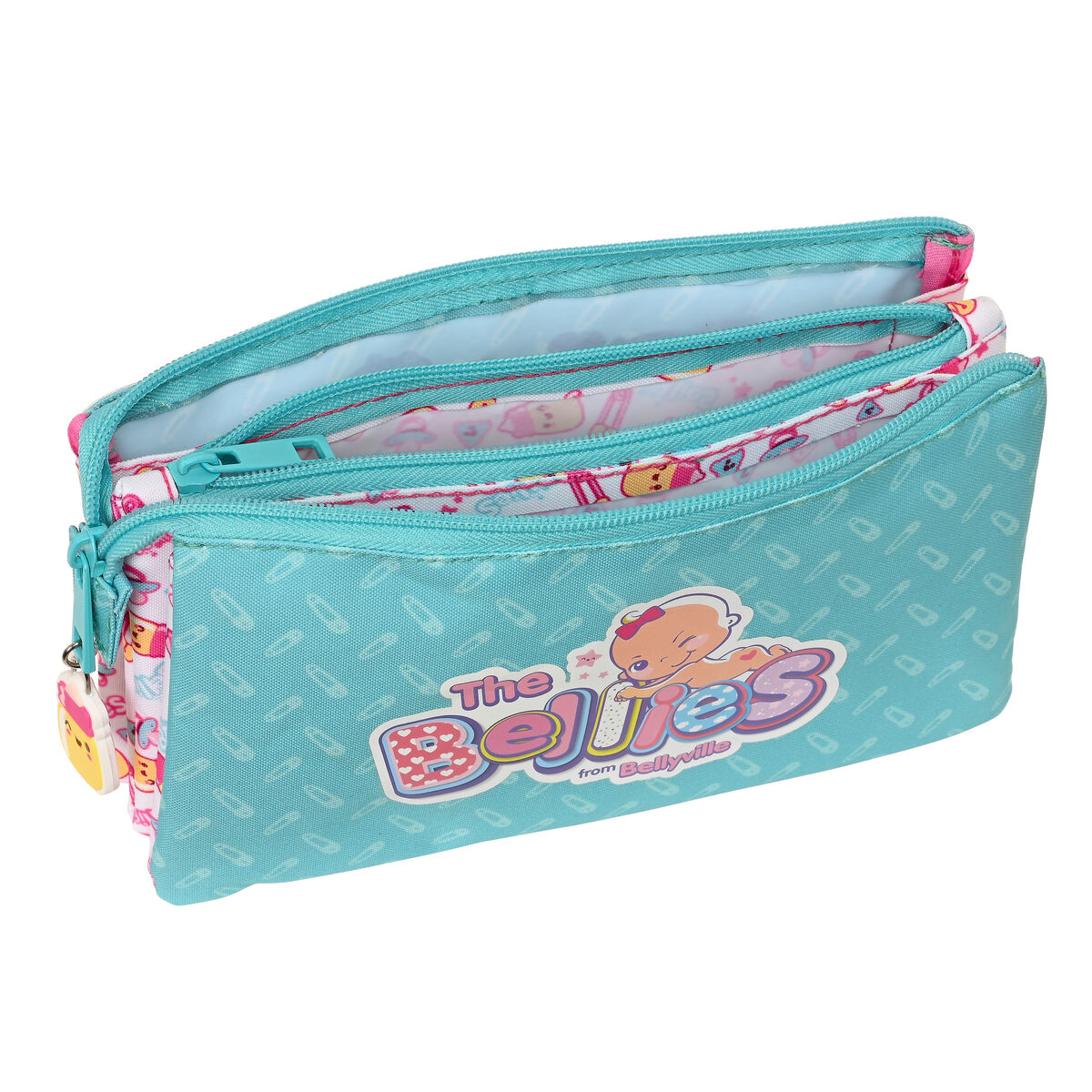Тройной пенал The Bellies Фиолетовый бирюзовый Белый 22 x 12 x 3 cm-2