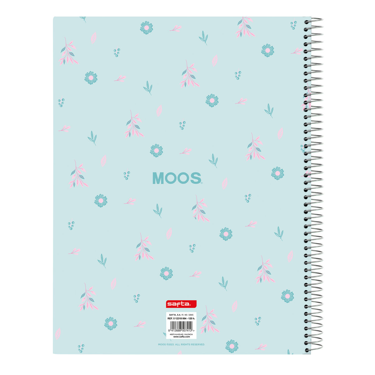 Записная книга на пружине Moos Garden бирюзовый A4 120 Листья-2