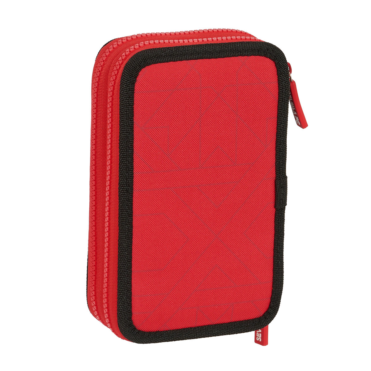 Двойной пенал Sevilla Fútbol Club Чёрный Красный 12.5 x 19.5 x 4 cm (28 Предметы)-3