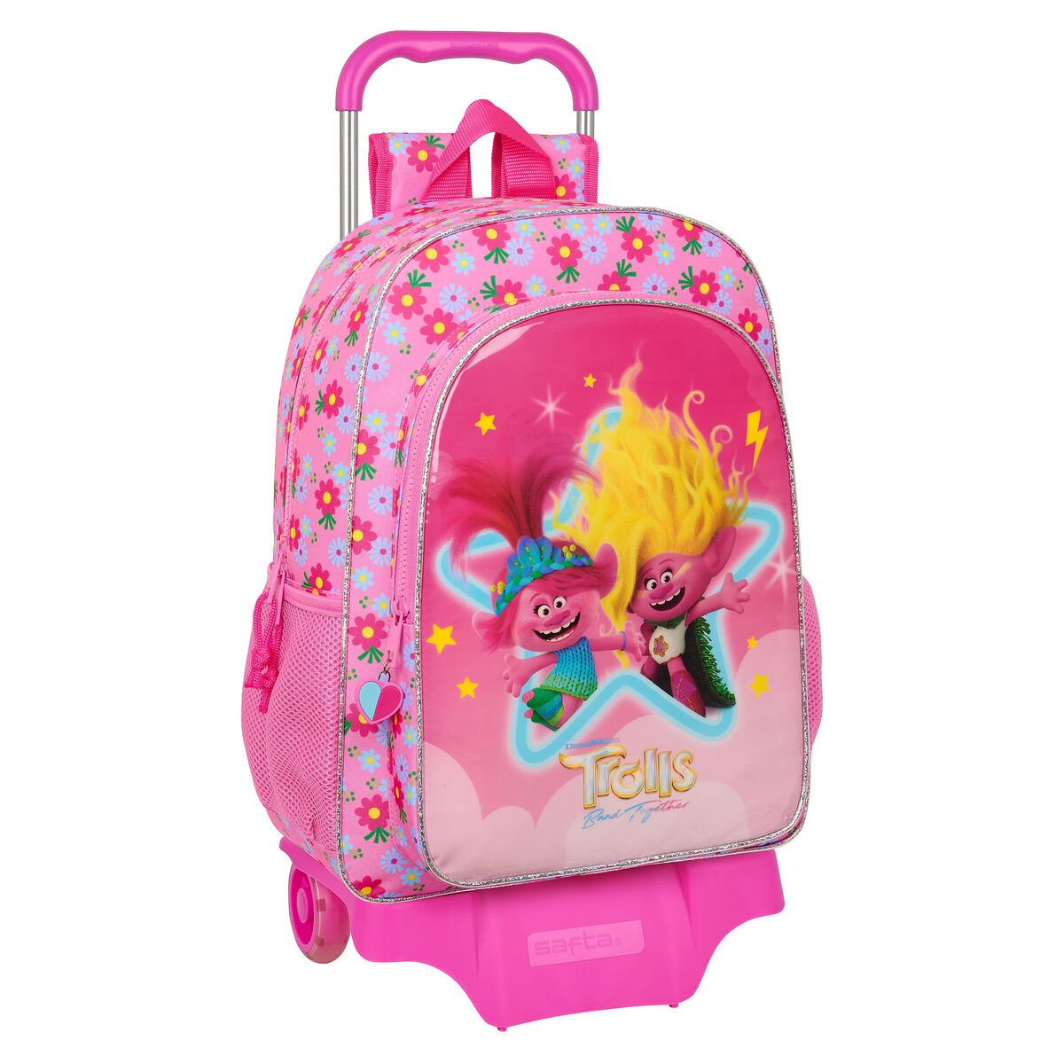 Sac à dos d'école avec roues Trolls Rose 33 x 42 x 14 cm
