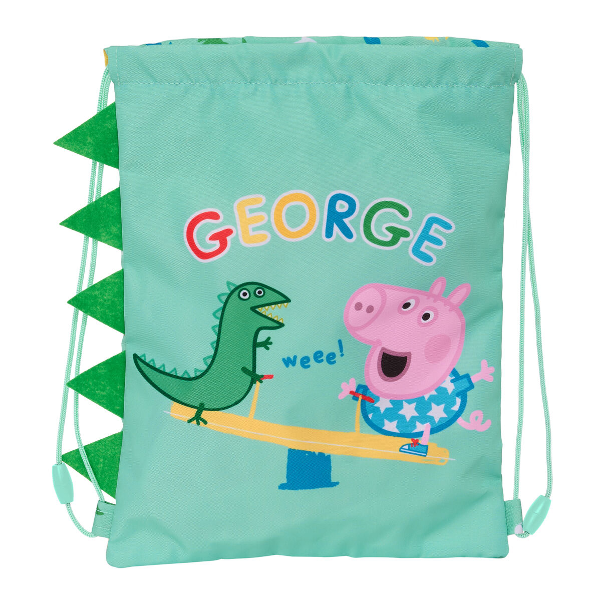 Сумка-рюкзак на веревках Peppa Pig George Мята 26 x 34 x 1 cm-4