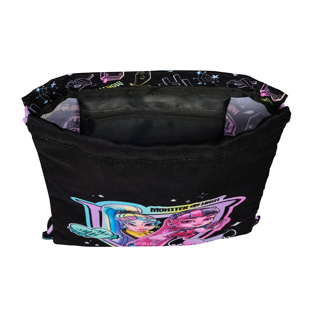 Bolsa-mochila em cordas Monster High Preto 26 x 34 x 1 cm-3