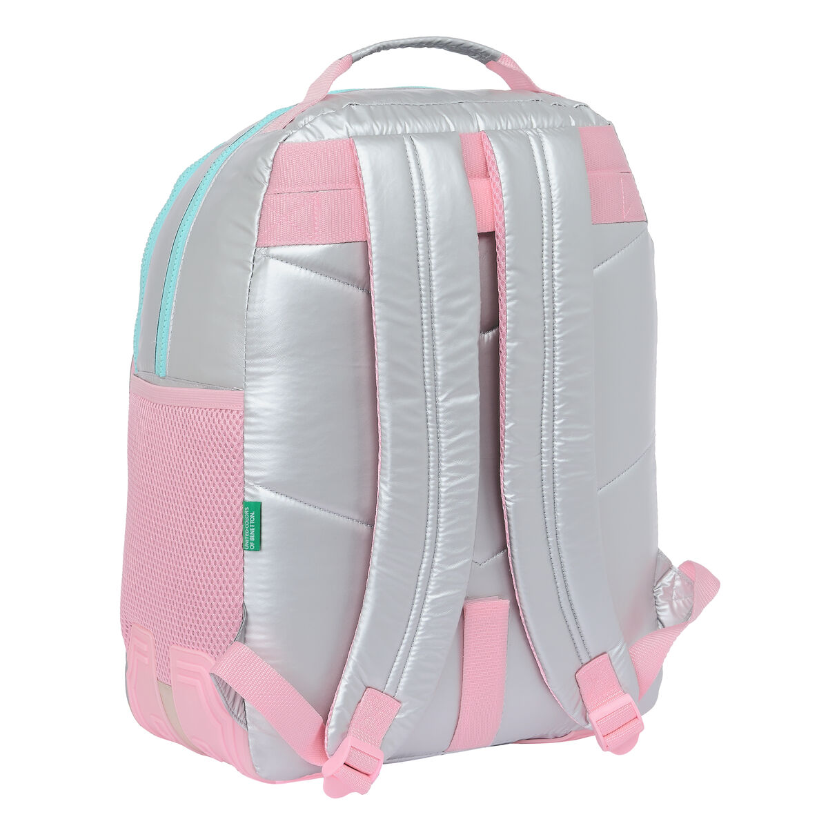 Школьный рюкзак Benetton Silver Стеганый Серебристый 32 x 42 x 15 cm-2