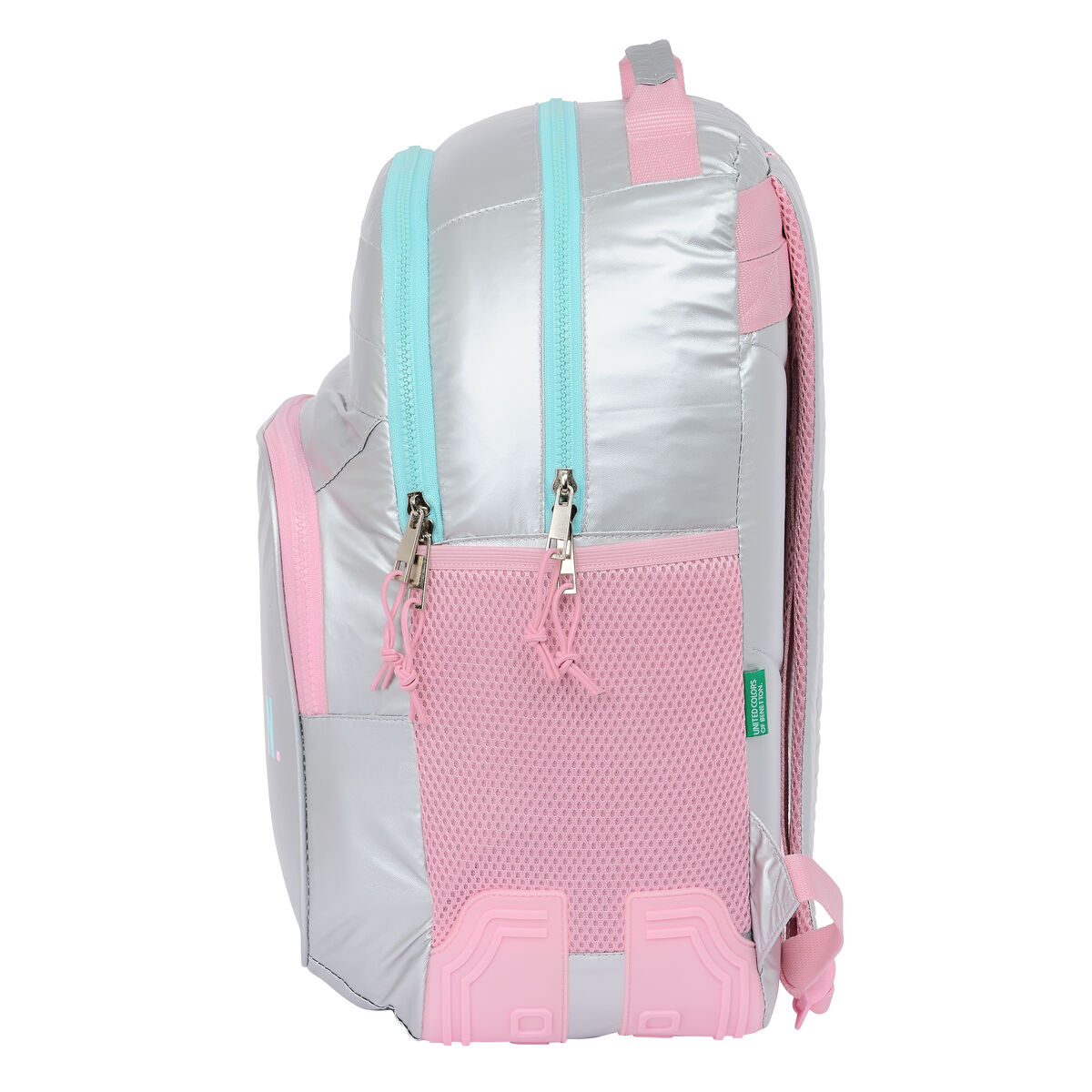 Школьный рюкзак Benetton Silver Стеганый Серебристый 32 x 42 x 15 cm-3