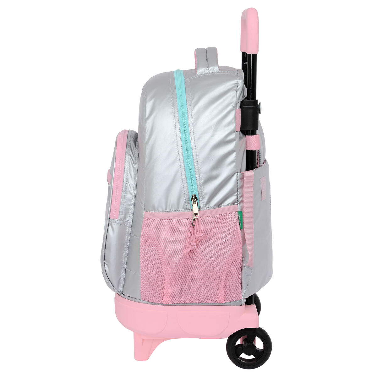 Школьный рюкзак с колесиками Benetton Silver Стеганый Серебристый 33 X 45 X 22 cm-2
